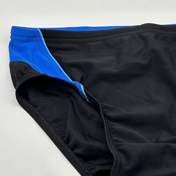 Speedo Men's Swimsuit Brief Launch Endurance+ Colors Black/Blue Med - Picture 3 of 7